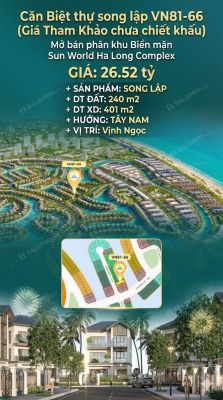 Song lập VN81-66, view biển hồ 800ha, 26.52 tỷ