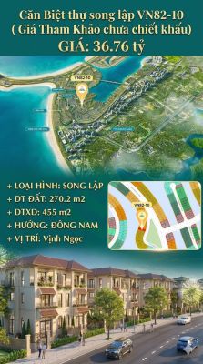 Song lập VN82-08, Đông Nam, view biển hồ 800ha, 36.76 tỷ