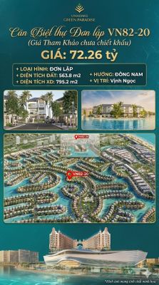 Đơn lập VN82-20, Đông Nam, view biển hồ 800ha, 72.26 tỷ