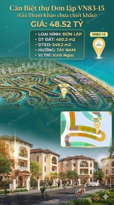 Đơn lập VN83-15, Tây Nam, view biển hồ 800ha, 48.52 tỷ