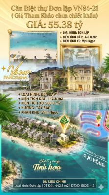 Đơn lập VN84-21, Tây Bắc, view biển hồ 800ha, 55.38 tỷ