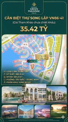 Song lập VN86-41 – Lưỡng hướng Tây Bắc, view biển hồ 800ha, chỉ 35.42 tỷ