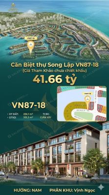 Song lập VN87-18 – Nam, view biển hồ 800ha, 256.1m², 41.66 tỷ