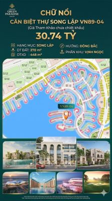 Song lập VN89-04 Đông Bắc view biển hồ 800ha, 270m², 30.74 tỷ
