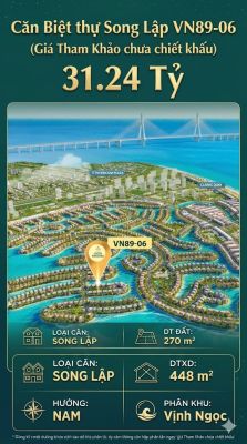 Song lập VN89-06 Nam view biển hồ 800ha, 270m², 31.24 tỷ