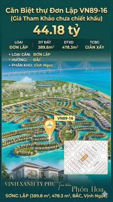 Song lập VN89-16 Bắc view biển hồ 800ha, 389.8m², 44.18 tỷ