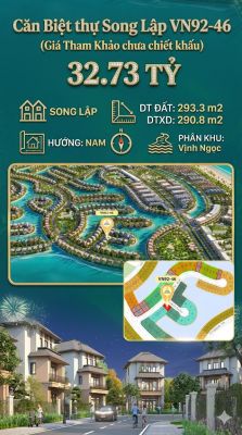 Song lập VN92-46 Nam view biển hồ 800ha, đất 293.3m², 32.73 tỷ