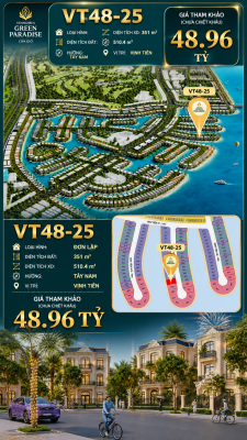 Đơn lập VT48-25  Vịnh Tiên 48.96 tỷ view trực diện biển