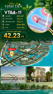 Đơn lập VT64-11Vịnh Tiên giá đơn lập rẻ view đẹp 42.23 tỷ