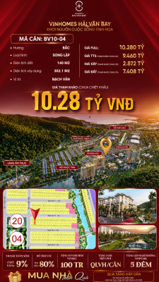 Biệt Thự Song Lập BV10-04 Vinhomes Hải Vân Bay Giá 10,28 Tỷ