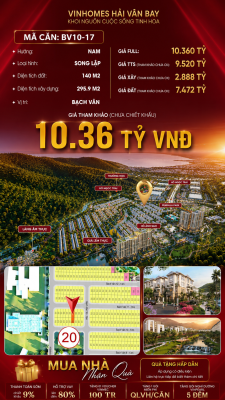Biệt Thự Song Lập BV10-17 Vinhomes Hải Vân Bay Giá 10,36 Tỷ