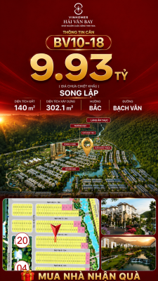 Biệt Thự Song Lập BV10-18 Vinhomes Hải Vân Bay Giá Chỉ 9,93 Tỷ