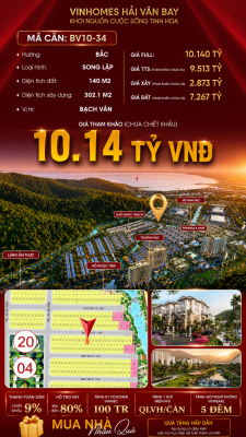 Biệt Thự Song Lập BV10-34 Vinhomes Hải Vân Bay Giá 10,14 Tỷ