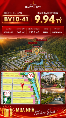 Biệt Thự Song Lập BV10-41 Vinhomes Hải Vân Bay Giá Chỉ 9,94 Tỷ