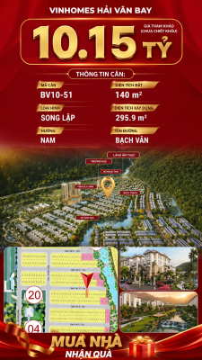 Biệt Thự Song Lập BV10-51 Vinhomes Hải Vân Bay Giá 10,15 Tỷ