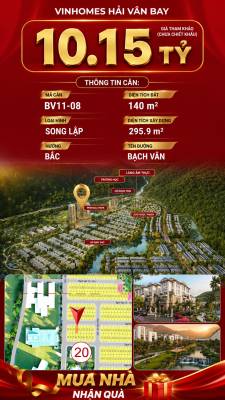 Biệt Thự Song Lập BV11-08 Vinhomes Hải Vân Bay Giá 10,15 Tỷ