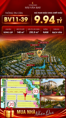 Biệt Thự Song Lập BV11-39 Vinhomes Hải Vân Bay Giá Chỉ 9,94 Tỷ