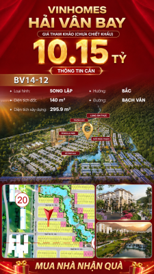 Biệt Thự Song Lập BV14-12 Vinhomes Hải Vân Bay Giá Chỉ 10,15 Tỷ