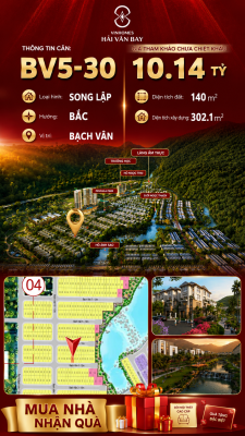 Bán Biệt Thự Song Lập BV5-30 Vinhomes Hải Vân Bay Giá 10,14 Tỷ