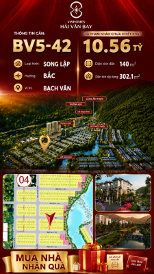 Bán Biệt Thự Song Lập BV5-42 Vinhomes Hải Vân Bay Giá 10,56 Tỷ