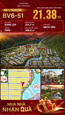 Bán Biệt Thự Song Lập BV6-51 Vinhomes Hải Vân Bay Giá 21,38 Tỷ