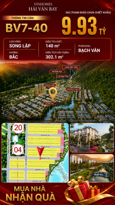 Bán Biệt Thự Song Lập BV7-40 Vinhomes Hải Vân Bay Giá 9,93 Tỷ