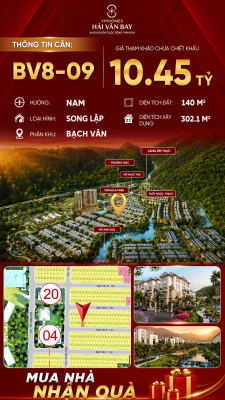Bán Biệt Thự Song Lập BV8-09 Vinhomes Hải Vân Bay Giá 10,45 Tỷ