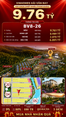 Bán Biệt Thự Song Lập BV8-26 Vinhomes Hải Vân Bay Giá 9,76 Tỷ