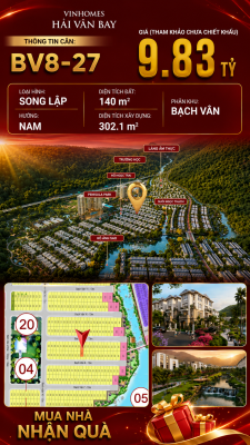 Bán Biệt Thự Song Lập BV8-27 Vinhomes Hải Vân Bay Giá 9,83 Tỷ