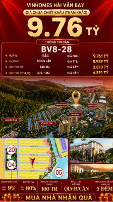 Bán Biệt Thự Song Lập BV8-28 Vinhomes Hải Vân Bay Giá 9,76 Tỷ