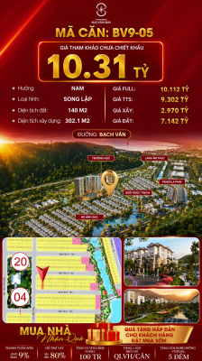 Bán Biệt Thự Song Lập BV9-05 Vinhomes Hải Vân Bay Giá 10,31 Tỷ