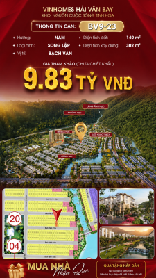 Bán Biệt Thự Song Lập BV9-23 Vinhomes Hải Vân Bay Giá 9,83 Tỷ