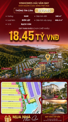 Bán Biệt Thự Đơn Lập BV9-45 Vinhomes Hải Vân Bay Giá 18,45 Tỷ