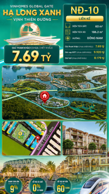 Liền Kề NĐ-10 Vinhomes Global Gate Hạ Long Xanh 7.69 tỷ