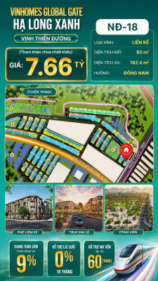 Liền Kề NĐ-18 Vinhomes Global Gate Hạ Long Xanh 7.66 tỷ