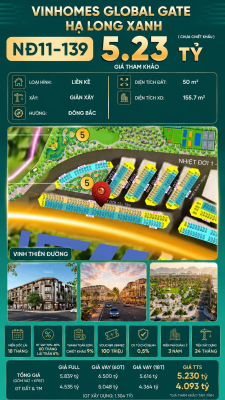 Liền Kề NĐ11-139 Vinhomes Global Gate Hạ Long Xanh 5.23 tỷ