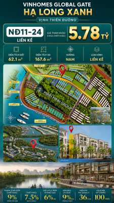 Liền Kề NĐ11-24 Vinhomes Global Gate Hạ Long Xanh 5.78 tỷ