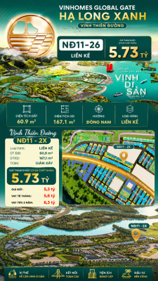 Liền Kề NĐ11-26 Vinhomes Global Gate Hạ Long Xanh 5.73 tỷ