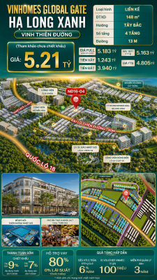 Liền Kề 4 Tầng NĐ16-04 Vinhomes Global Gate Hạ Long 5.21 tỷ