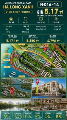 Liền Kề NĐ16-14 Vinhomes Global Gate Hạ Long Xanh 5.17 tỷ