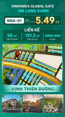 Liền Kề NĐ6-07 Vinhomes Global Gate Hạ Long Xanh 5.34 tỷ