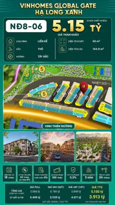 Liền Kề NĐ8-06 Vinhomes Global Gate Hạ Long Xanh 5.15 tỷ