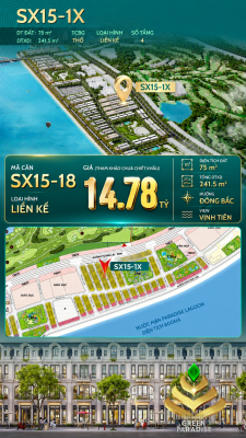 Nhà phố SX15-18 Sóng xanh vịnh tiên bãi tắm công cộng – Giá 14.78 tỷ