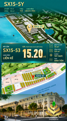 Nhà phố SX15-53 Sóng xanh vịnh tiên bãi tắm công cộng – Giá 15.20 tỷ