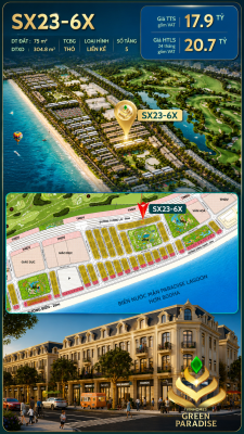 Nhà phố SX23-44 giá chỉ 17.9 tỷ ngay bãi tắm công cộng