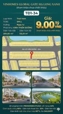 Liền Kề TĐ1-34 Vinhomes Global Gate Hạ Long Xanh 9 tỷ