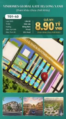 Liền Kề TĐ1-40 Vinhomes Global Gate Hạ Long Xanh 8.9 tỷ
