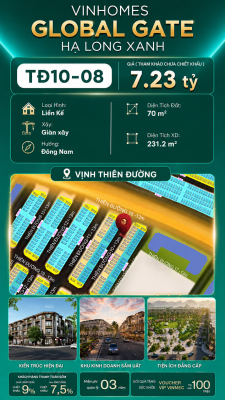 Liền Kề TĐ10-08 Vinhomes Global Gate Hạ Long Xanh 7.23 tỷ