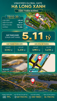 Liền Kề TĐ10-39 Vinhomes Global Gate Hạ Long Xanh 5.11 tỷ