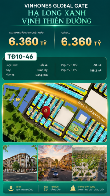 Liền Kề TĐ10-46 Vinhomes Global Gate Hạ Long Xanh 6.36 tỷ
